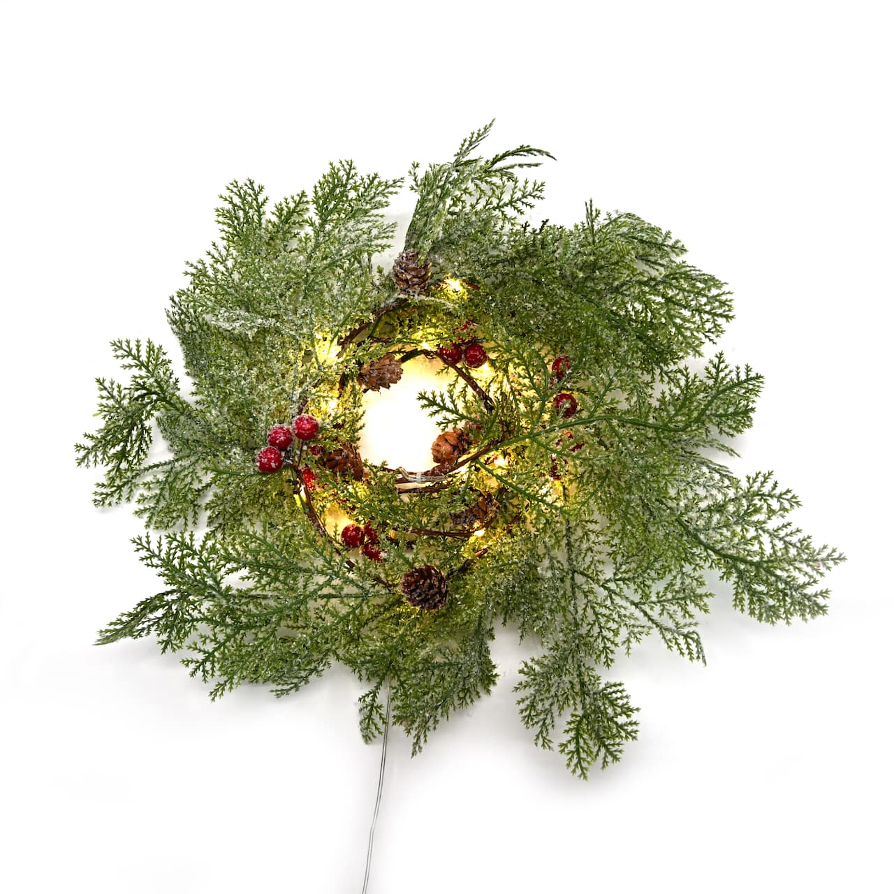 18ct. Warm White LED Pinecone & Red Berry Garland String Lights by Ashland®